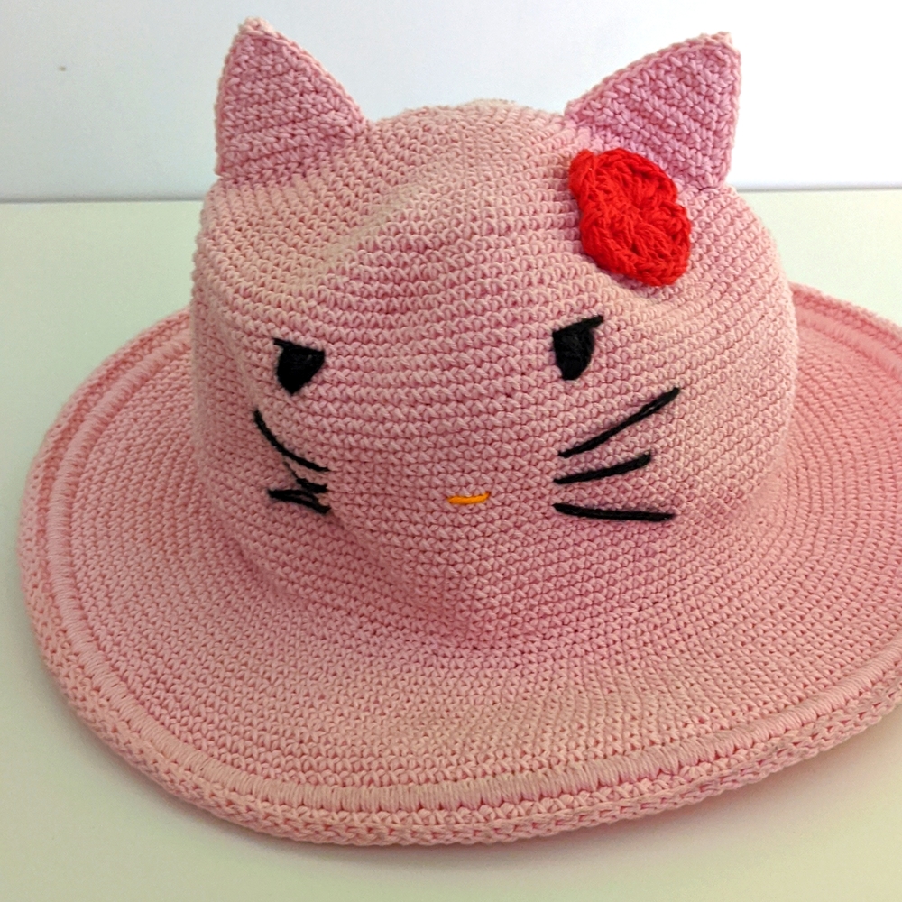 100% cotton handmade pink hat